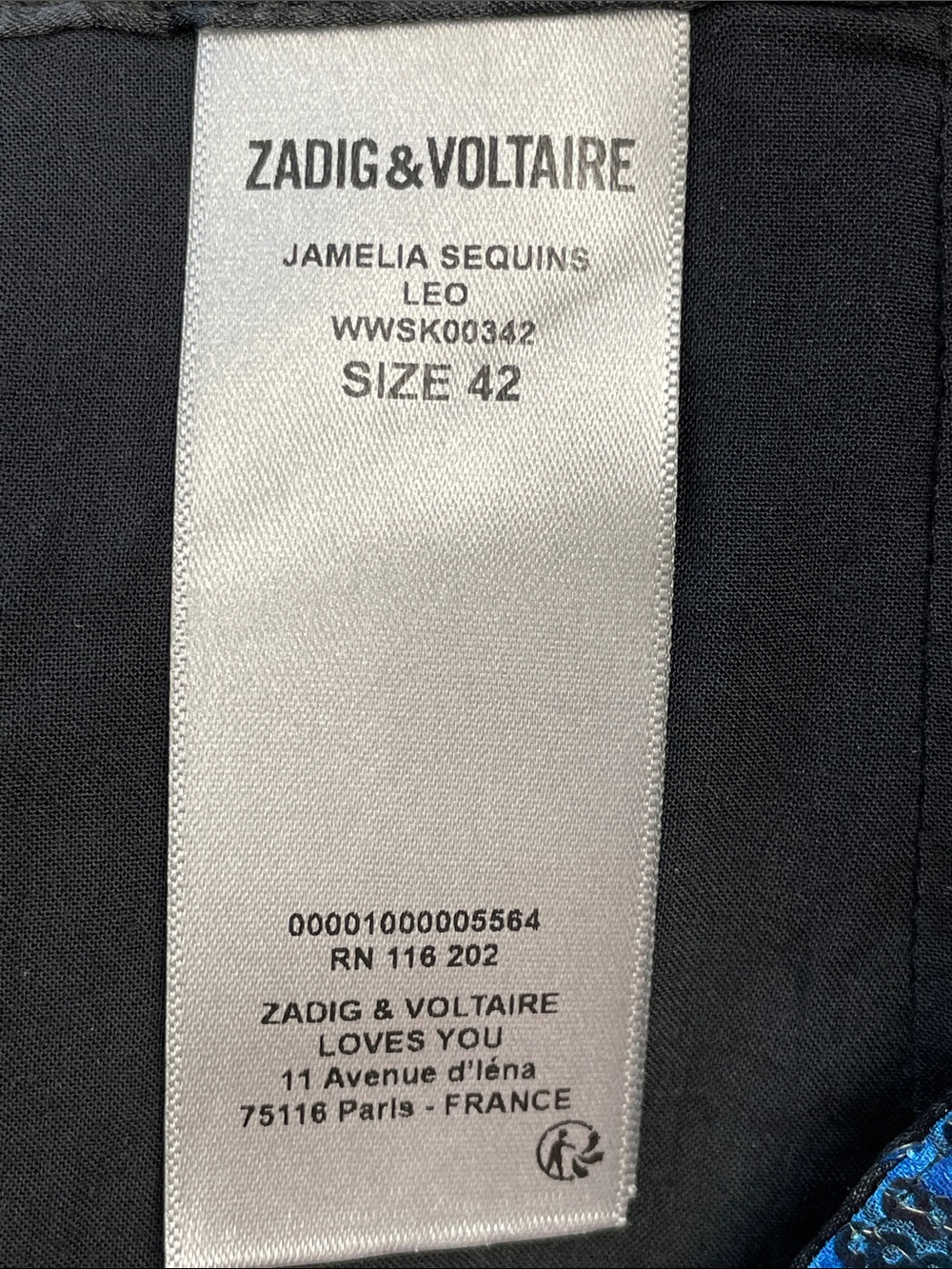 NWT Zadig & Voltaire Jamelia Sequins Leopard Azul Blue Midi Skirt Sz 42 - Picture 9 of 11
